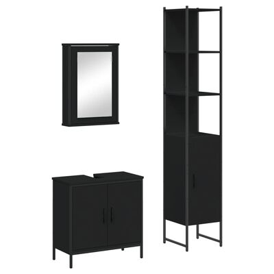 vidaXL 3 Piece Bathroom Furniture Set Black Engineered Wood