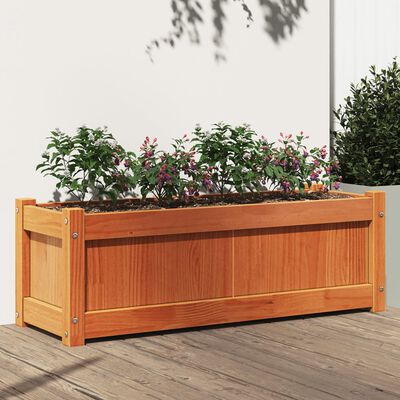 vidaXL Garden Planter Wax Brown 35.4"x12.2"x12.2" Solid Wood Pine