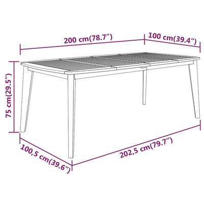 vidaXL Patio Table 78.7"x39.4"x29.5" Solid Wood Acacia