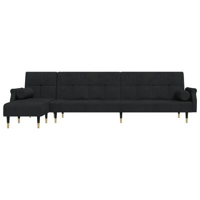 vidaXL L-shaped Sofa Bed Black 106.7"x55.1"x27.6" Velvet