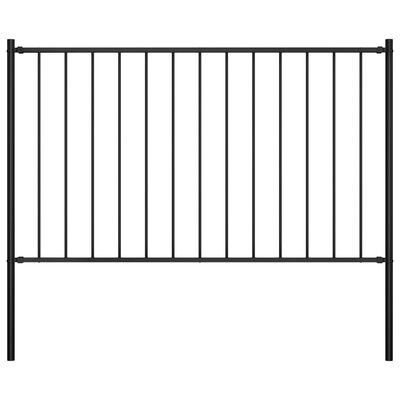 vidaXL Fence Panel with Posts Powder-coated Steel 5.6'x3.3' Black