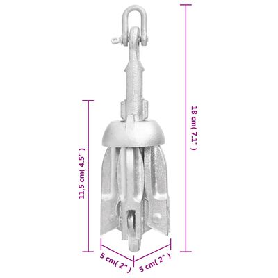 vidaXL Folding Anchor with Rope Silver 1.5 lb Malleable Iron