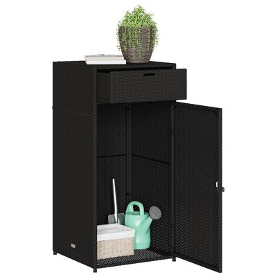 vidaXL Patio Storage Cabinet Black 21.7"x21.7"x43.7" Poly Rattan