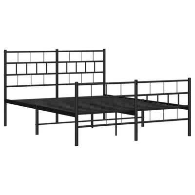 vidaXL Metal Bed Frame without Mattress with Footboard Black 59.1"x78.7"