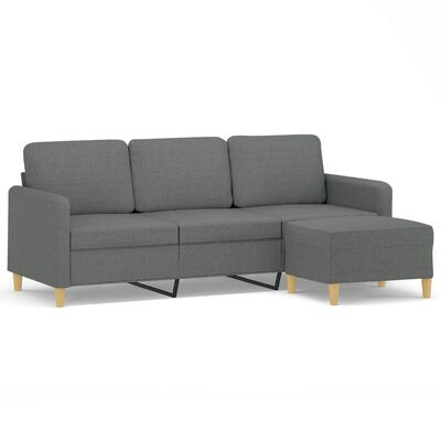 vidaXL 3-Seater Sofa with Footstool Dark Gray 70.9" Fabric