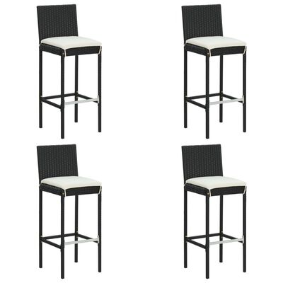 vidaXL 5 Piece Patio Bar Set with Cushions Poly Rattan Black