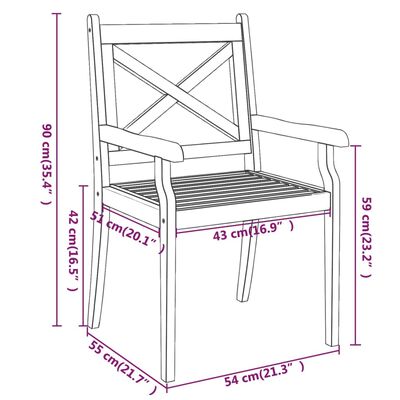 vidaXL Patio Dining Chairs 6 pcs Solid Wood Acacia