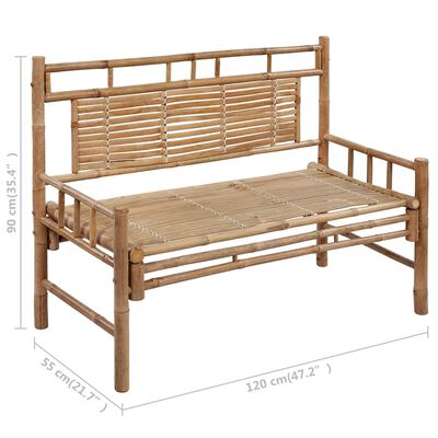 vidaXL Patio Bench with Cushion 47.2" Bamboo