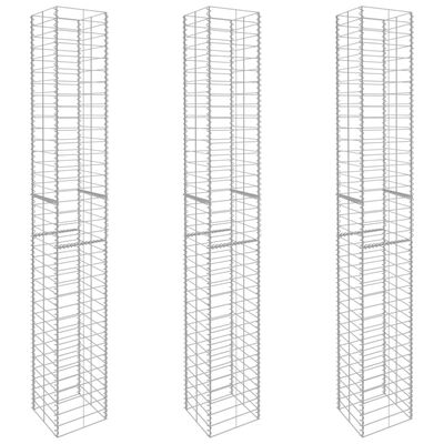 vidaXL Gabion Baskets 3 pcs Galvanized Steel 9.8"x9.8"x77.6"