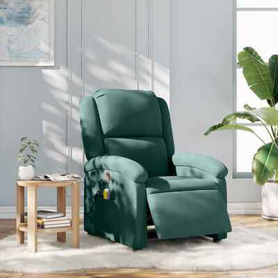 vidaXL Electric Massage Recliner Chair Dark Green Velvet