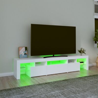 vidaXL TV Stand with LED Lights White 78.7"x14.4"x15.7"