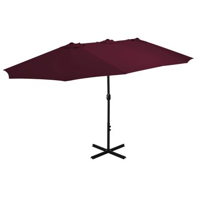 vidaXL Garden Parasol with Aluminum Pole 181.1"x106.3" Bordeaux Red