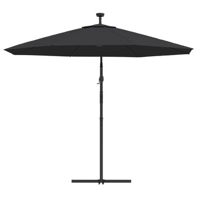 vidaXL Cantilever Garden Parasol with LED Lights and Steel Pole 118.1" Black