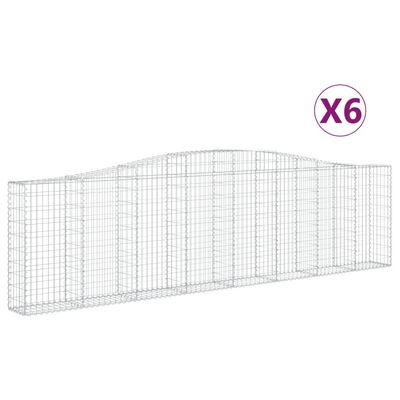 vidaXL Arched Gabion Baskets 6 pcs 157.5"x11.8"x39.4"/47.2" Galvanized Iron