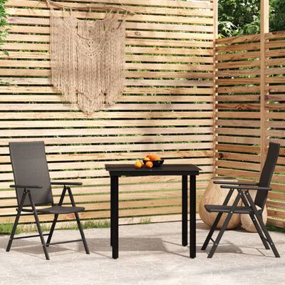 vidaXL 3 Piece Patio Dining Set Black