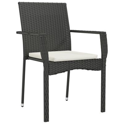 vidaXL 9 Piece Patio Dining Set with Cushions Black Poly Rattan