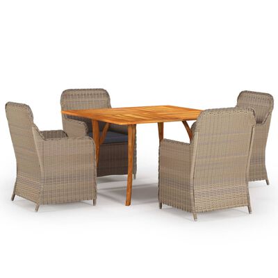 vidaXL 5 Piece Patio Dining Set Brown