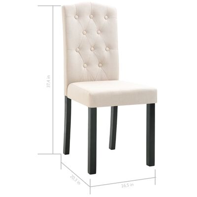 vidaXL Dining Chairs 2 pcs Cream Fabric