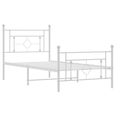 vidaXL Metal Bed Frame without Mattress with Footboard White 39.4"x78.7"