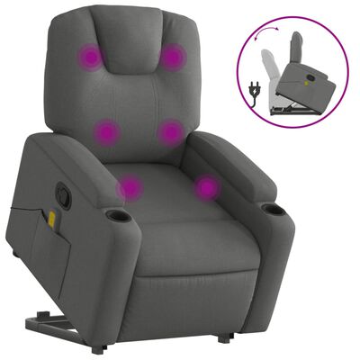 vidaXL Stand up Massage Recliner Chair Dark Gray Fabric