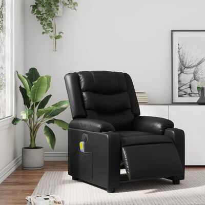 vidaXL Electric Massage Recliner Chair Black Faux Leather