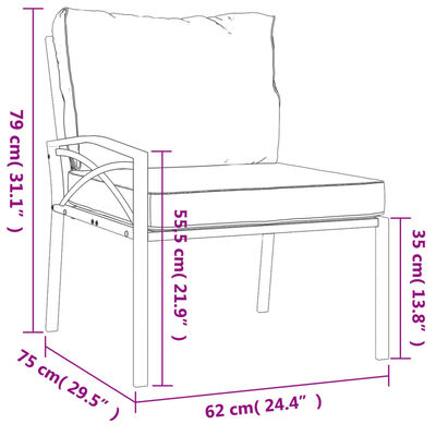 vidaXL 7 Piece Patio Lounge Set with Gray Cushions Steel