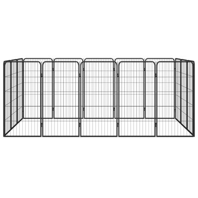 vidaXL 16-Panel Dog Playpen Black 19.7"x39.4" Powder-coated Steel