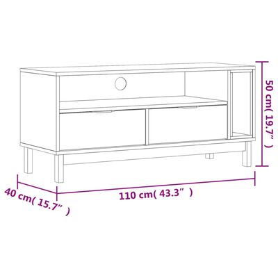 vidaXL TV Stand FLAM 43.3"x15.7"x19.7" Solid Wood Pine