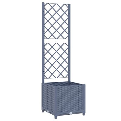 vidaXL Garden Planter with Trellis Dark Gray 15.7"x15.7"x53.5" PP