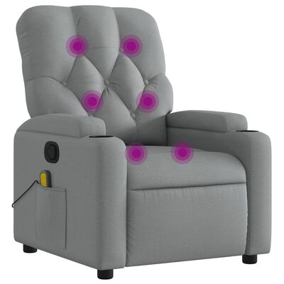 vidaXL Massage Recliner Chair Light Gray Fabric