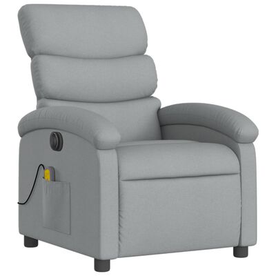 vidaXL Electric Massage Recliner Chair Light Gray Fabric