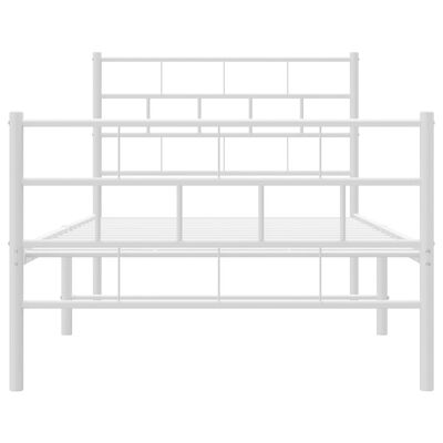 vidaXL Metal Bed Frame without Mattress with Footboard White 39.4"x74.8"