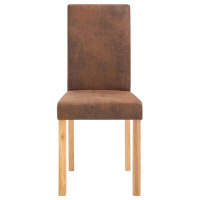 vidaXL Dining Chairs 2 pcs Brown Faux Suede Leather