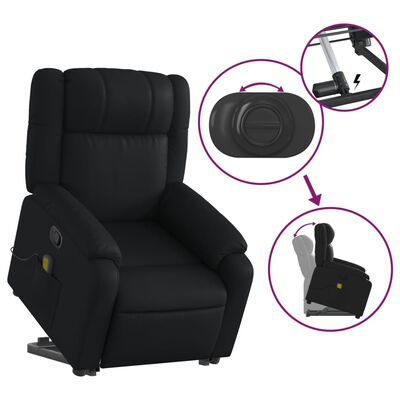 vidaXL Stand up Massage Recliner Chair Black Faux Leather