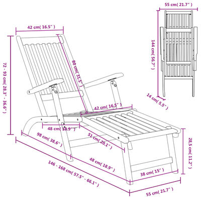 vidaXL Patio Deck Chairs with Footrests 2 pcs Solid Wood Acacia