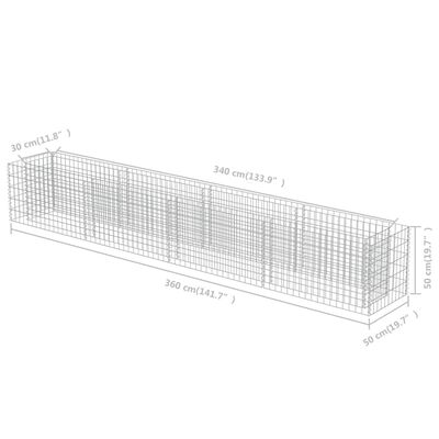 vidaXL Gabion Raised Bed Galvanized Steel 141.7"x19.7"x19.7"