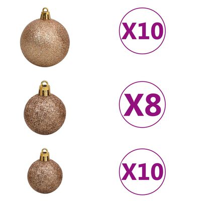 vidaXL Artificial Hinged Christmas Tree 300 LEDs & Ball Set 70.9"