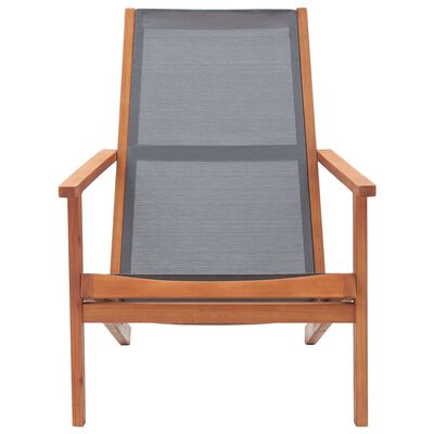 vidaXL Patio Lounge Chair Gray Solid Wood Eucalyptus and Textilene