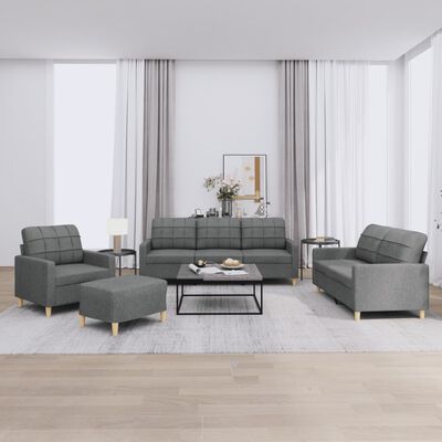 vidaXL 4 Piece Sofa Set with Cushions Dark Gray Fabric