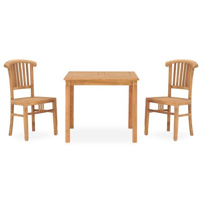 vidaXL 3 Piece Patio Dining Set Solid Teak Wood