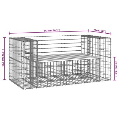 vidaXL Patio Bench Gabion Design 56.3"x28"x25.8" Solid Wood Douglas