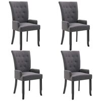 vidaXL Dining Chairs with Armrests 4 pcs Dark Gray Fabric