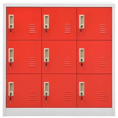 vidaXL Locker Cabinet Light Gray and Red 35.4"x17.7"x36.4" Steel