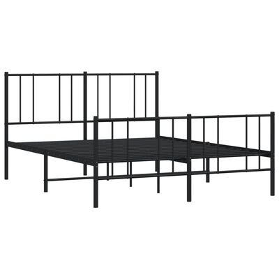 vidaXL Metal Bed Frame without Mattress with Footboard Black 59.1"x78.7"