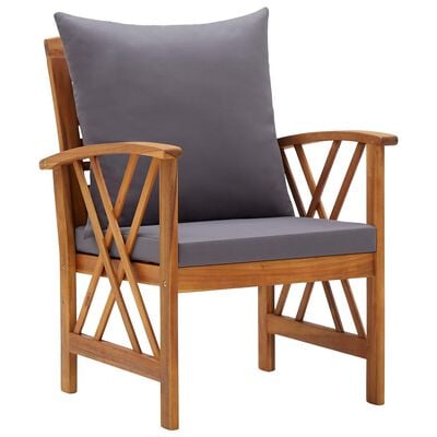 vidaXL Patio Chairs with Cushions 2 pcs Solid Acacia Wood