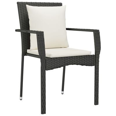 vidaXL Patio Chairs with Cushions 4 pcs Poly Rattan Black