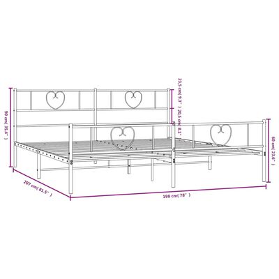 vidaXL Metal Bed Frame without Mattress with Footboard Black 76"x79.9"