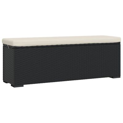 vidaXL Ottoman Bench with Cushion Black 43.3"x11.8"x15.7" Poly Rattan