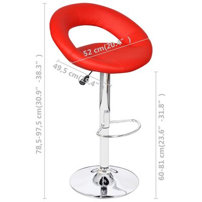 vidaXL Bar Stools 2 pcs Red Faux Leather