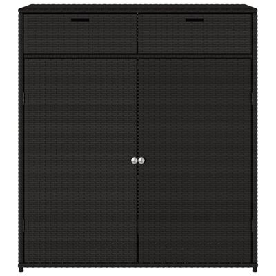 vidaXL Patio Storage Cabinet Black 41.3"x21.7"x44.5" Poly Rattan